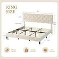 thumbnail image 2 of Senfot King Platform Bed Frame,Heavy-Duty Platform Bed Frame with Upholstered Headboard and Wooden Slats Support, No Box Spring Needed,Upholstered Mattress Foundation,Easy Assembly, Noise Free,Beige, 2 of 6