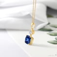 thumbnail image 4 of Gem Stone King 18K Yellow Gold Plated Silver Blue Created Sapphire and White Moissanite Pendant Necklace for Women (6.12 Cttw, Gemstone September Birthstone, Cushion 10MM, Round 6MM), 4 of 4