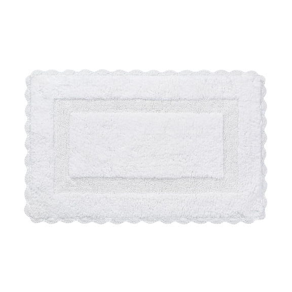 Savi Home 100% Cotton Crochet Bathmat 17x24 White – Super Soft, Plush & Absorbent, Hand-Tufted, Reversible, Heavyweight Rug with Anti-Skid Backing – Bathroom Floor Mat