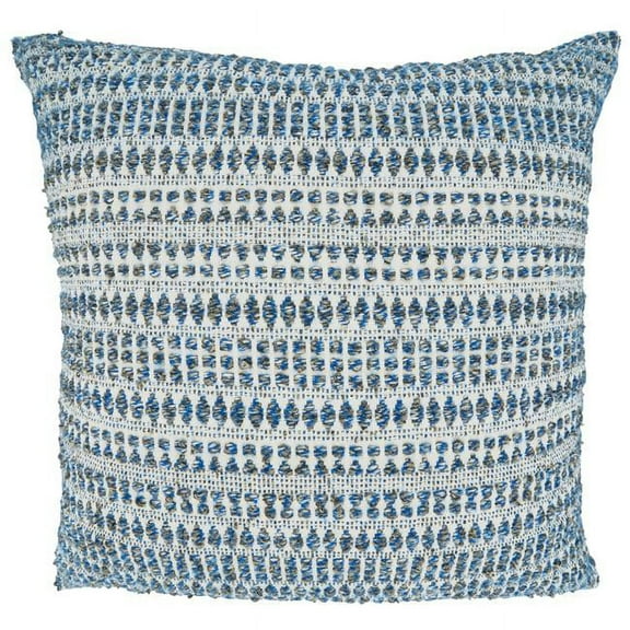 22 in. Woven Line Square Throw Pillow with Down Filling, Black