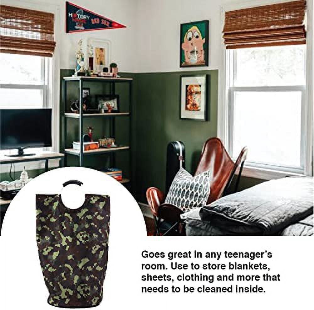 ORGANIZE MY HOME EXTRA LARGE COLLAPSEABLE LAUNDRY HAMPER DURABLE FABRIC PERFECT FOR DORM ROOMS, BEDROOMS, BATHROOMS, COLLEGE, OR KID'S ROOMS (CAMO)
