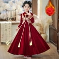 thumbnail image 2 of Ruyang Girls Chinese Traditional Dress Hanbok Half Sleeve Prom Dresses Stand Collar Elegant Skirt Tassel Trendy Wedding Gheongsam, 2 of 9