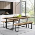 thumbnail image 6 of LAZZO 59" Dining Bench Set of 2, Farmhouse & Industrial Indoor Kitchen Bench for 6-8 People, Bed Bench & Shoe Bench, Brown, 6 of 10