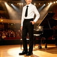 thumbnail image 2 of Odeerbi Niños 3 Piezas Caballero Traje Formal Preppy Traje de Manga Larga Camisa de Vestido y Pantalones de Traje Con Corbata Uniforme Escolar Conjunto, 2 of 8