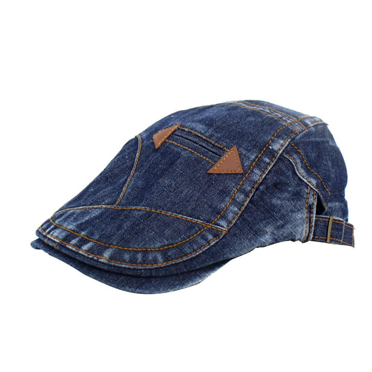 Yirtree Men Flat Beret Cap Vintage Jeans Hat Women Sports Sun Outdoor Visor Washed Denim
