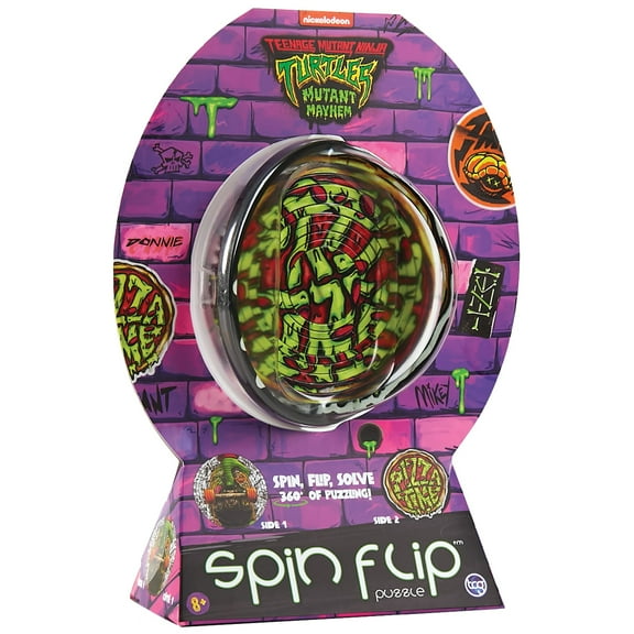 Spin Flip: Puzzle TMNT Pizza Time - 12 Rings - 2-In-1: Double-Sided Puzzle, Spin-Flip-Solve, 360 Degress Of Puzzling, Licensed, Adults & Kids Ages 8 
