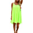 thumbnail image 1 of MAWCLOS Robe d'Été de Plage pour Femmes Col Rond Mini Robe Sans Manches Débardeur Sexy Fête Couleur Unie Couverture Verte L, 1 of 7
