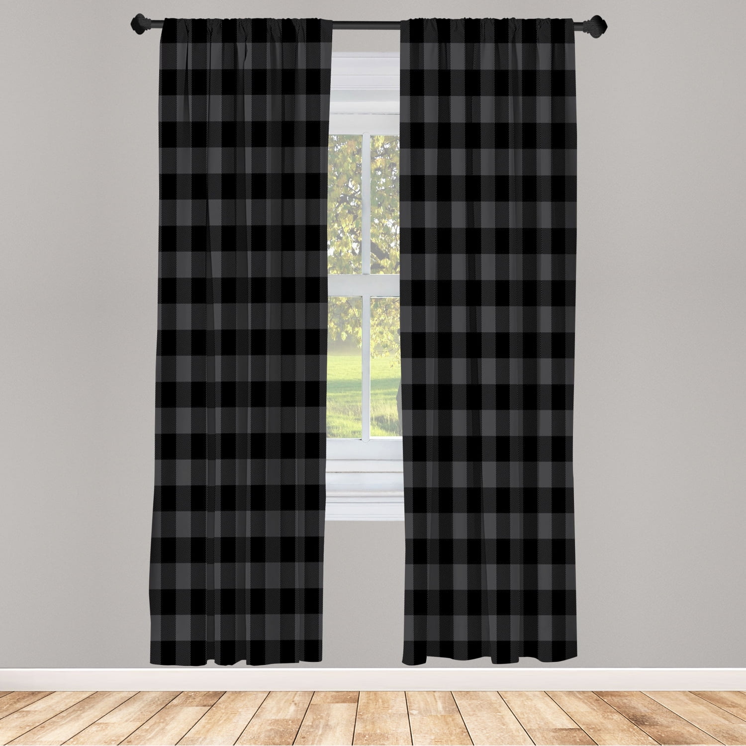 Modern Farmhouse Gingham Country 72" x 72" Details about   Vintage Check Black Shower Curtain 
