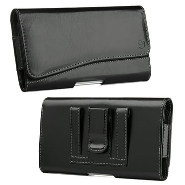Black Universal Leather Belt Clip Cover Holster Pouch Sleeve Phone Holder Carrying Case [6.6" x 3.5" x 0.7"] for APPLE iPhone XS Max, iPhone XR, iPhone 8 Plus /7 Plus, iPhone 6s Plus /6 Plus