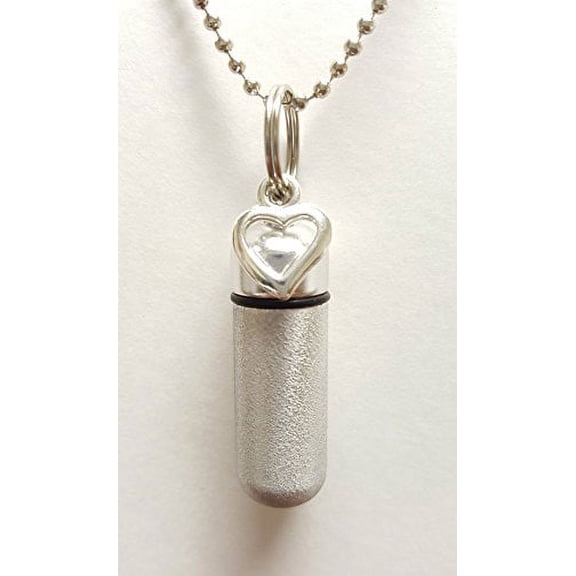 Brushed Silver OPEN HEART CREMATION URN with Engraved Heart - Includes Velvet Pouch, Ball Chain & Fill Kit