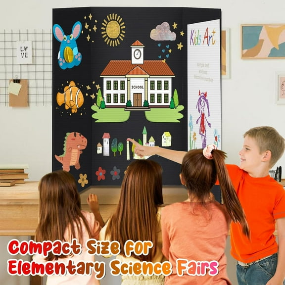 8 PCS Trifold Poster Board - Large 40" x 28" Tri Fold Display Board Hard & Thick Black Presentation Cardboard for Science Fair, School Projects, Business Supply