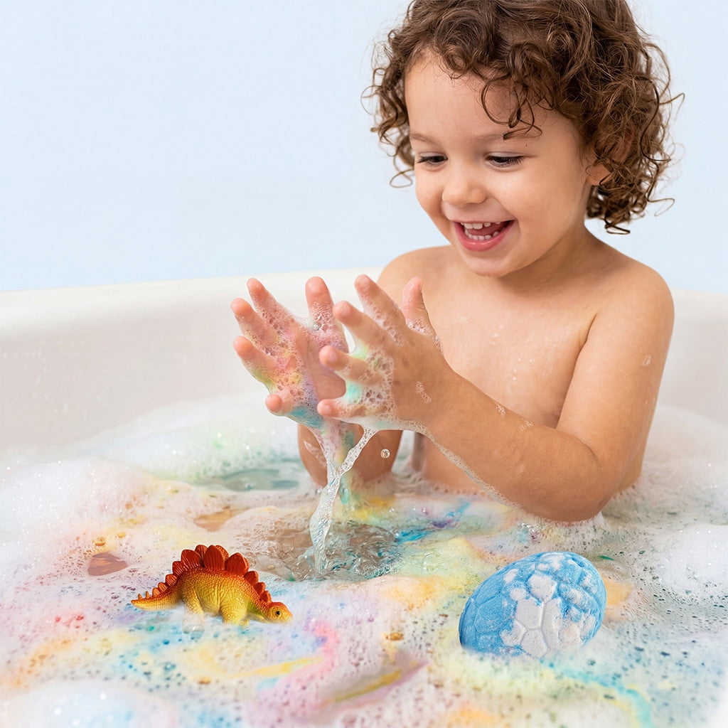 Bath Bombs for Kids with Surprise Toys Inside, 6 Pack Organic Dinosaur Bath Bombs Gift Set, Natural Dinosaur Egg Bubble Bath, Easter Gifts for Kids, Easter Basket Stuffers, Bubble Bath Toys