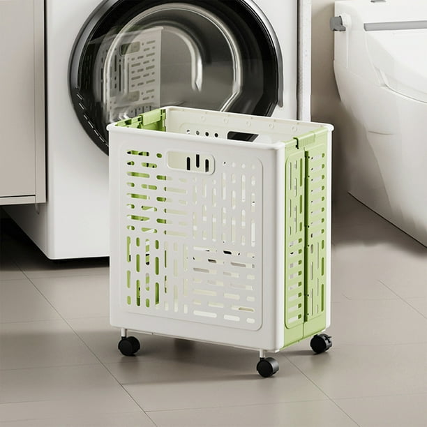 Cesto de Ropa Plegable con Ruedas | Cesto Portátil de Plástico con Asa | Organizador Multifuncional para Ropa Sucia | Contenedor para Juguetes | Carrito de Lavandería con Ruedas Que Ahorra Espacio