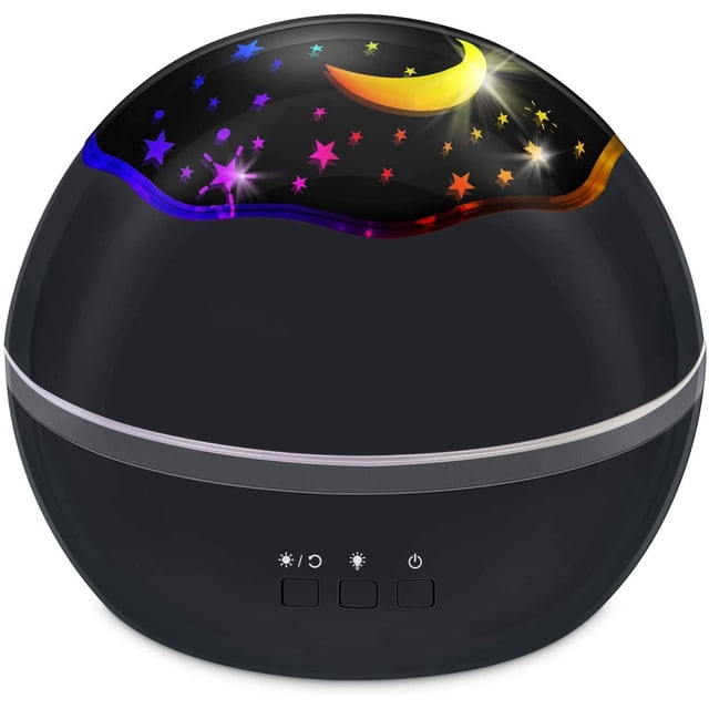 Proyector de luz nocturna - Estrella/océano con peces, delfines, tiburones, proyector de luz todo en uno para niños, luz nocturna de proyección giratoria colorida, regalo para niños y niñas (negro)