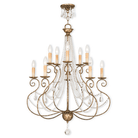 

Chandeliers 10 Light With Clear Crystals Hand Applied European Bronze size 32 in 600 Watts - World of Crystal