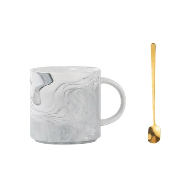 Kearding Marmoleado taza de café cuchara agua cerámica desayuno jugo té de la leche mango taza cocina regalo de negocios accesorios para beber Juegos de servir café y té Kearding HA080592-00