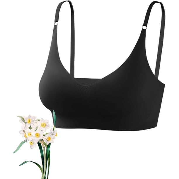 Youka Lingerie Sujetador sin aros, sujetador sin aros con tirantes ajustables, sujetador con realce, sujetador en relieve