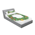 thumbnail image 3 of Ambesonne Christmas Fitted Sheet & Pillow Sham Set, Evergreen Wreath Art, Queen, Green White, 3 of 3