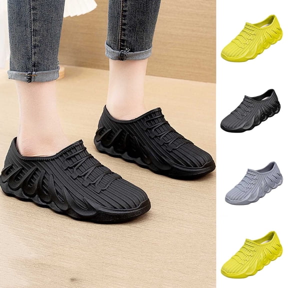 Crunowin Women's Comfort Rain Shoes, Waterproof Non-Slip Stylish Wide Size Soft Sole Low-Cut Outdoor Shoes Green 9