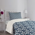 thumbnail image 3 of Ambesonne Damask Quilted Bedspread Set 2 Pcs, Antique Baroque Curves, Twin Size, Dark Petrol Blue White, 3 of 5