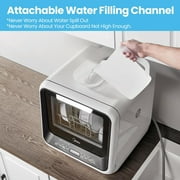 Midea Portable Countertop Dishwasher, 5-Liter Tank, 6 Wash Program, Sanitize, See-Thru Window, White