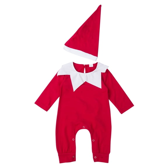 Aunavey Newborn Baby's Xmas Romper Hat Chrismas Santa Claus Onesies Jumpsuit