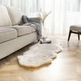 thumbnail image 3 of Phantoscope Deluxe Soft Faux Sheepskin Fur Solid Print Decorative Modern Area Rug, Beige, 2' x 6', 3 of 5