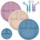 thumbnail image 1 of Assiettes En Silicone Avec Ventouse Pour Bb,3pcs Assiette Ventouse Pour Bb +2 Fourchettes+2 Cuillre Incassable Divises- Passe Au Lave-vaisselle Et, 1 of 5