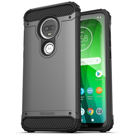 Encased Heavy Duty Moto G7 Case (2019 Scorpio Series) Military Grade Rugged Phone Protection Cover (Motorola G7) Gunmetal (Best Rugged Android Phone 2019)