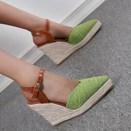 

ZHELIYO Women s sandals Summer Fisherman Shoes Wedge Sandals Women s Platform High Heel Thick Sole Point Toe Espadrilles Sandale Femme Green 9