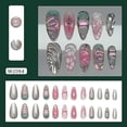 thumbnail image 2 of Artificial Nail Set of 24 with 3D Texture Silver Frozens Butterfly Pearls Shimmers Finish for Party Glamours, 2 of 4