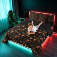thumbnail image 4 of Manfei 3D Triangle King Bedding, Geometric Black Orange King Bed in a Bag, Black Reversible 7pcs, 4 of 6