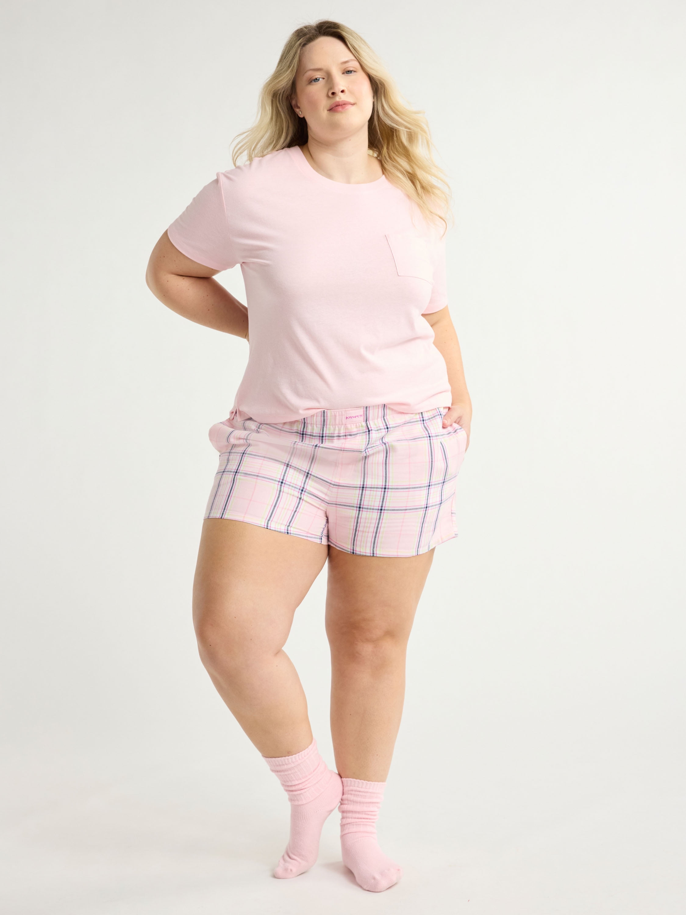 Joyspun Women's Woven Pajama Boxer Shorts, 3'' Inseam, Sizes XS-3X