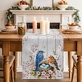 thumbnail image 2 of Table Runner 70 Inches Long for Kitchen Dining, Birds Floral Dresser Scarf Farmhouse, Dining Table Decorations for Wedding/Parties, Farmhouse Country Pink Flower Leaf Wood Grain 13 x 70 In, 2 of 8