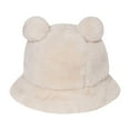 thumbnail image 4 of ZHENHONG Bucket Hats for Women and Men Cute Bear Ear Basin Hat Thick Warm Hat Casual Solid Color Headwear Beige, 4 of 4