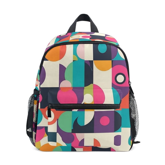 FORMRS Kids School Backpack with Front Zippered Pocket 12" Student Travel Daypack, Pink Geometric
