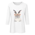 thumbnail image 5 of Easter Shirts For Women Spring Summer 3/4 Sleeve Crewneck Tops Blouse Cute Rabbit Graphic Tees Trendy Basic Easter 2025, 5 of 6