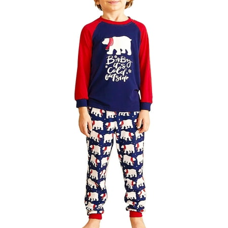 

2 Pieces Christmas Family Pajamas Outfit Sleepwear Nightgown Top Pants