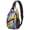 Pink and Yellow Tie Dye Pattern, variant on Orange and Purple Tie Dye Pattern Sling Backpack, Unisex Hiking Chest Pack with Side Mesh Pockets, Earphone Hole Port Gift Ideas for Holiday Birthday Gifts