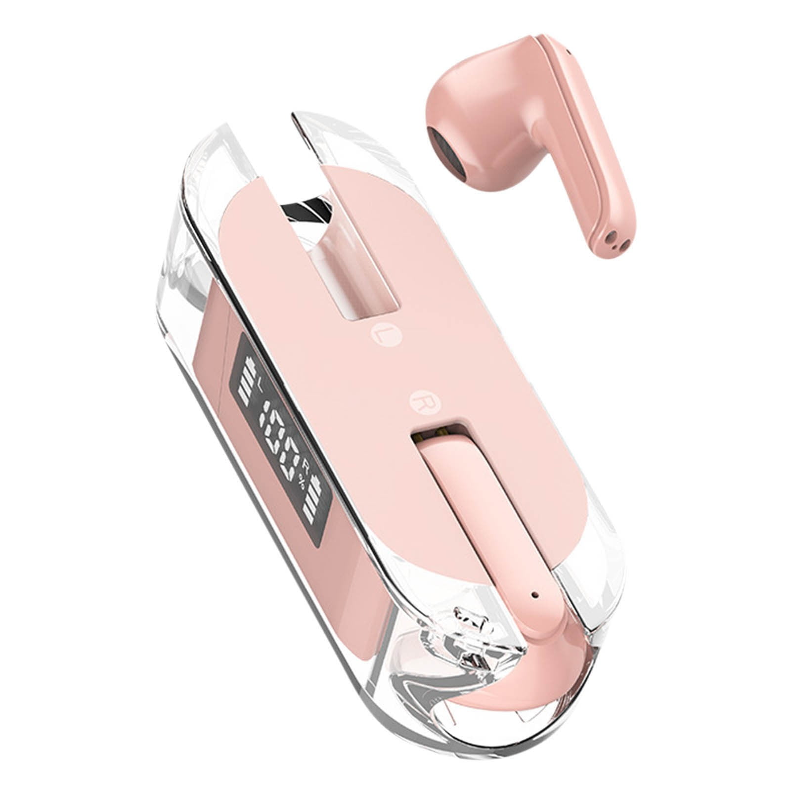 Bluetooth Headphones True Wireless Earbuds 60H Playback LED Power Display Earphones with Wireless Charging Case IPX5 Waterproof in-Ear Earbuds with Mic for Smart Phone Laptop TV Computer Sports,Pink