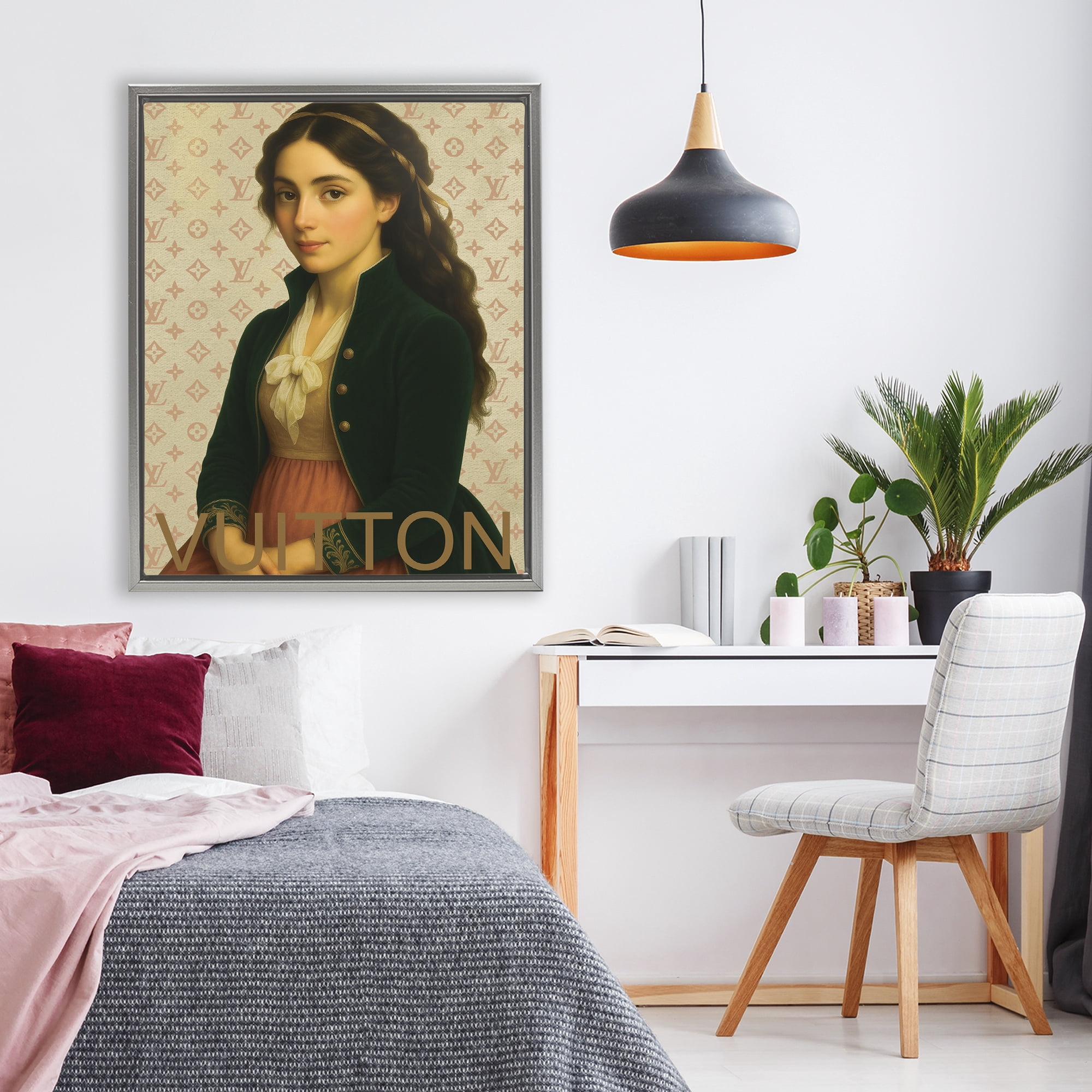 Stupell Industries Glam Gentlewoman in Spring Gray Framed Floater Canvas Wall Art, design by Grotto Studios