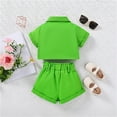 thumbnail image 6 of LNMQLPDBS Girls' Clothing Sets Solid Color Short Sleeve Button Down Lapel Shirts + Elastic Waist Shorts Outfits Clothes Cute Clothes for Teen Girls Summer Trendy Suit for Party and Photo, 6 of 6