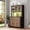 Stripe embossed black + brown, variant on 66" Tall Pantry Cabinet with LED Lights & Charging Station - Adjustable Shelves, Drawers, Water Ripple Acrylic Doors - Kitchen Hutch Coffee Bar Storage - Striped Embossed White