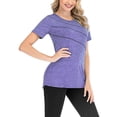 thumbnail image 4 of Innerwin Haut d'Entraînement Col Rond T-Shirt Femme Yoga Ourlet Évasé Séchage Rapide Tee Violet TTG, 4 of 9