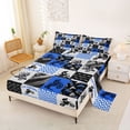 thumbnail image 2 of Castle Fairy Geometric Motocross Bike Full Size Sheets 4-Piece for Kids, Patchwork Extreme Ride Bed Sheets for Bedroom, Blue Black, 2 of 6