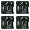 thumbnail image 1 of Outer Space Coaster Set of 4, Dark Futuristic Corridor of Spaceship Adventure Technology Sci Fi Art Prints, Square Hardboard Gloss Coasters, Standard Size, Greenish Grey, by Ambesonne, 1 of 2