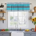 thumbnail image 2 of 2 Pack Blue Grey Stripe Valance for Window Retro Coastal Style Wood Texture Kitchen Valance Rod Pocket Short Curtain Topper Decorative Window Treatment for Living Room Bedroom 42"x12", 2 of 8
