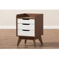 thumbnail image 7 of Baxton Studio Brighton Mid-Century Modern White and Walnut Wood 3-Drawer Storage Nightstand, 7 of 7