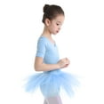 thumbnail image 6 of Aislor Kids Girls Short Sleeve Cirss Cross Round Neck Ballerina Tutu Leotard Dress Dancewear 2-12 Blue 8-10, 6 of 7
