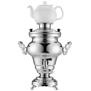 SAKI Chaiovar Electric Samovar - 4L Stainless Steel Electric Tea Maker,  Temperature Display, Large Ceramic Teapot, Boil Dry & Auto Shut Off, Best  for